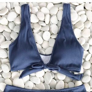 NWT Cupshe Deep Love Solid Blue Bikini
